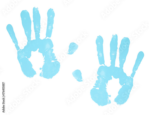 Blue Paint Hand Prints