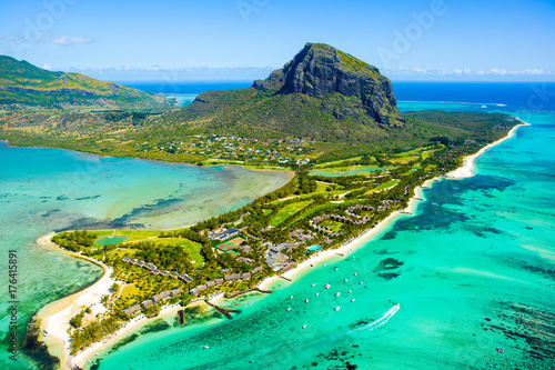 Aerial view of Mauritius island photo