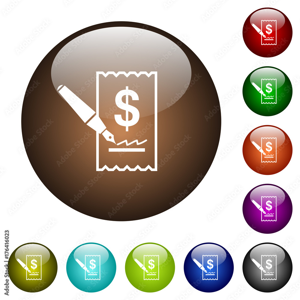Signing Dollar cheque color glass buttons Signing Dollar cheque color glass buttons