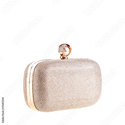 Gold metallic handbag clutch