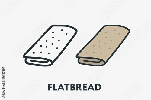 Armenian Bread Loaf Bakery Bun Toast Minimal Flat Line Outline Colorful and Stroke Icon Pictogram 