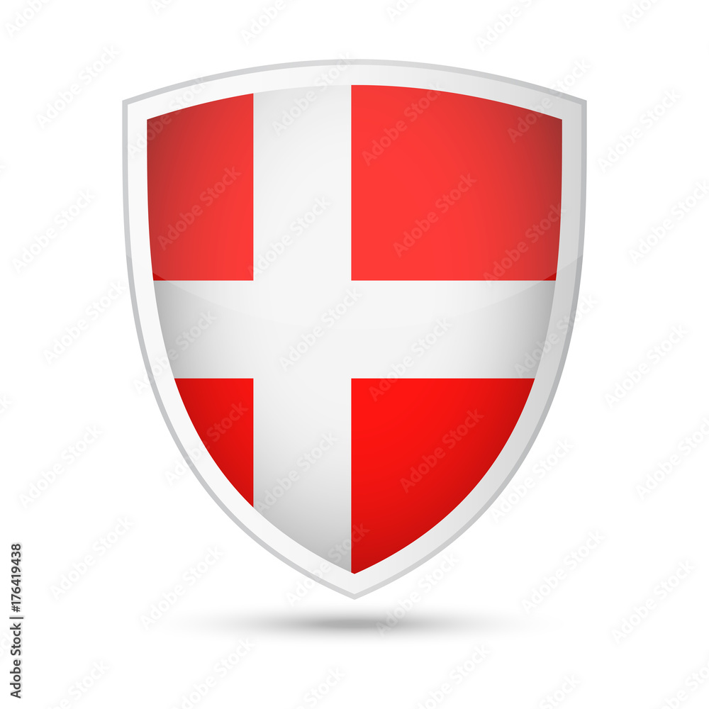 Obraz premium Denmark Flag Vector Shield Icon