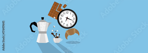 icone, colazione, mattina, 