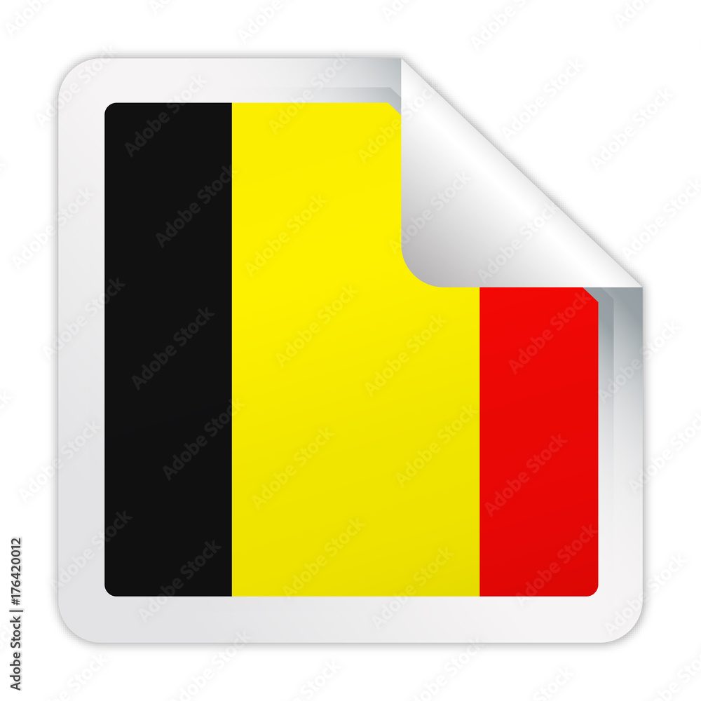 Fototapeta premium Belgium Flag Vector Square Corner Paper Icon