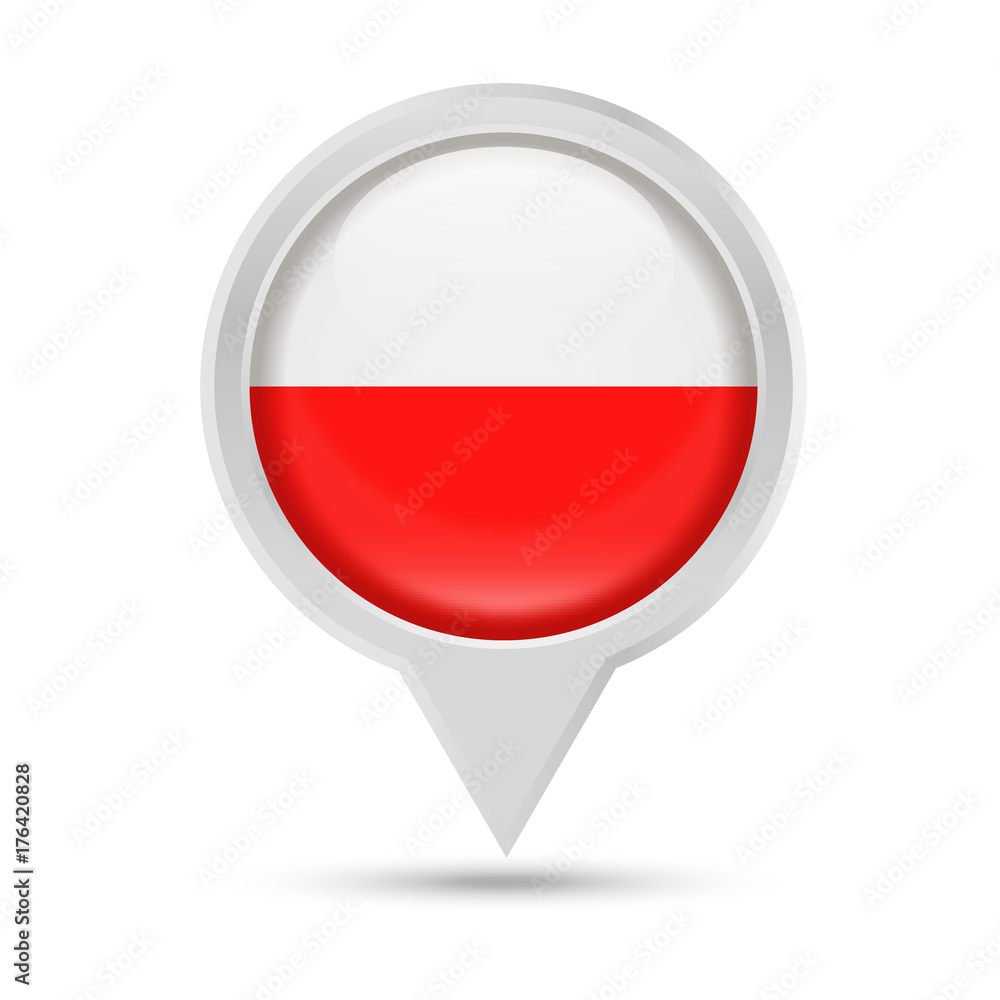 Poland Flag Round Pin Vector Icon Poland Flag Round Pin Vector Icon
