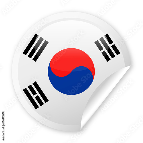 South Korea Flag Vector Round Corner Paper Icon