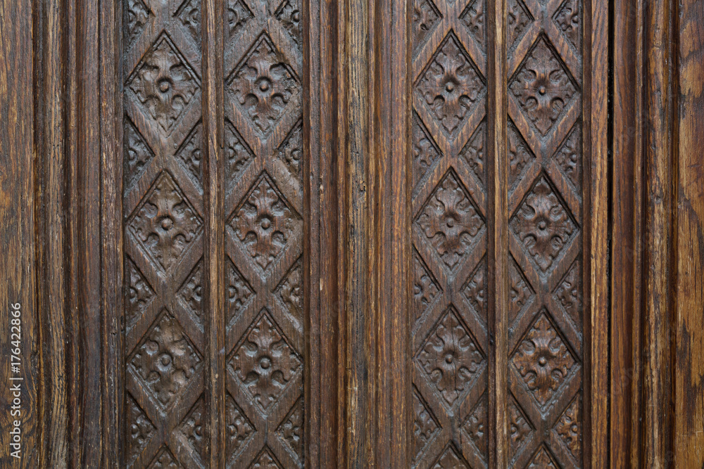 Carved old wooden door