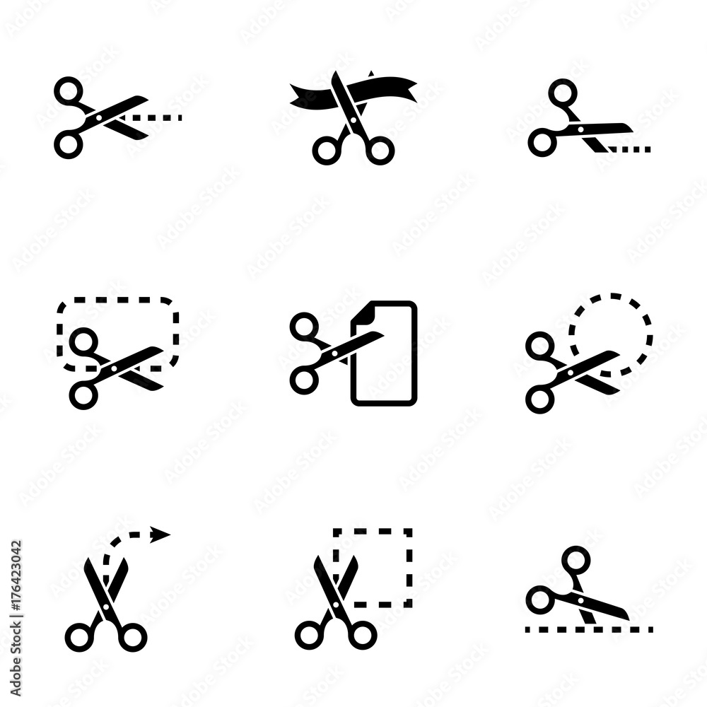 Set of simple icons on a theme scissors, vector, design, collection ...