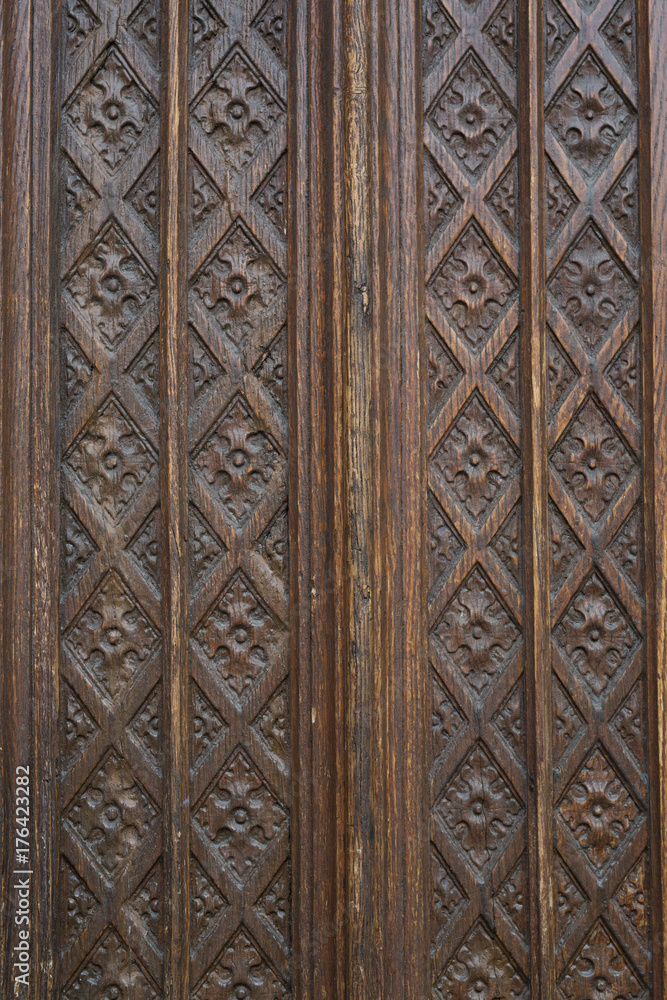 Carved old wooden door