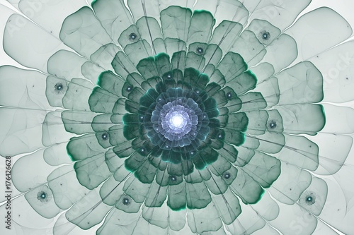 abstract green fractal flower computer generated image.