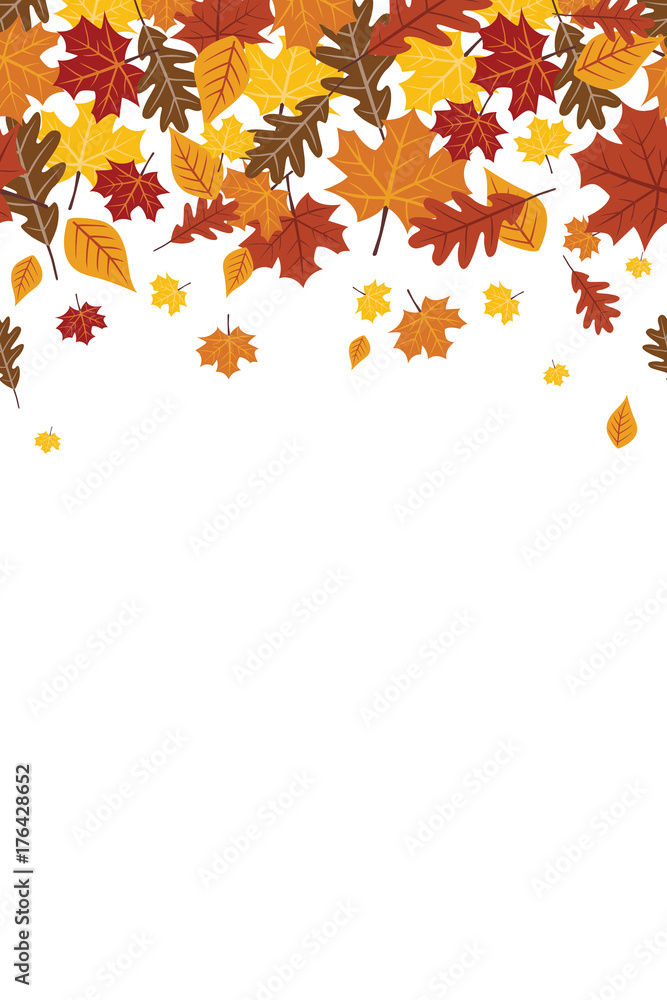 Bright Falling Fall Autumn Leaves Repeating Vertical Border 1