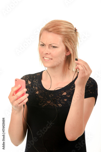 woman listening to music photo