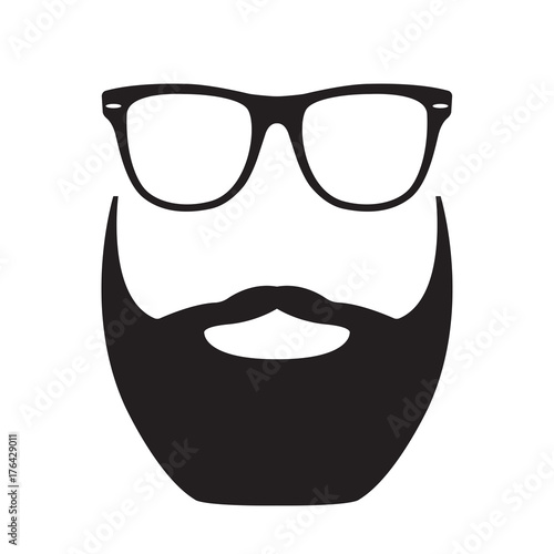 Beard with Glasses. Hipster face silhouette. Vector illustration.