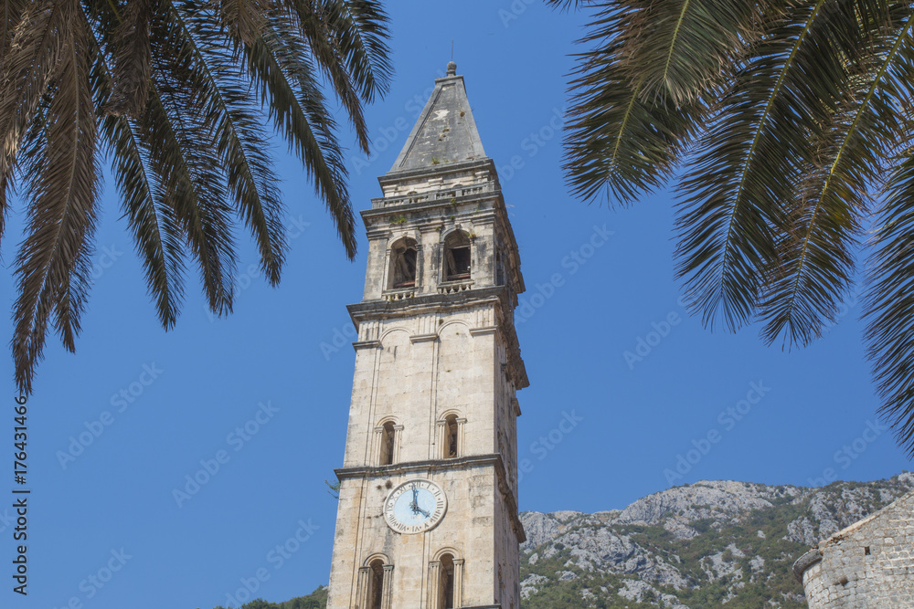 Montenegro. city old Bar. the clock tower in the old fortress.