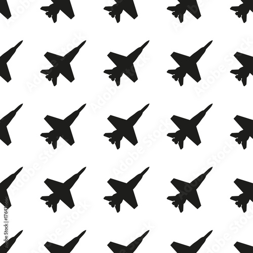 Plane pattern. Seamless Jet fighter background. Vector illustration.