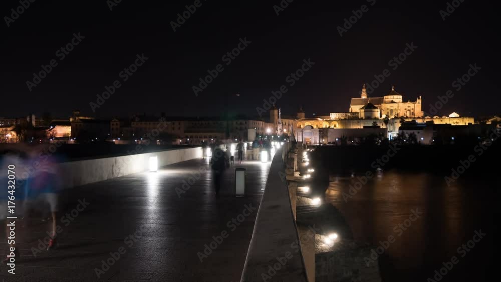 Timelapse of the Roman bridge at night Timelapse of the Roman bridge at night