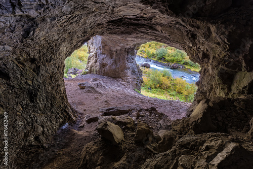 Cave on the trail to the glymur waterfall