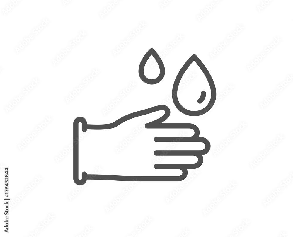 Cleaning rubber gloves line icon. Hygiene sign.