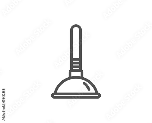 Cleaning plunger icon. Clogged pipes cleaner.