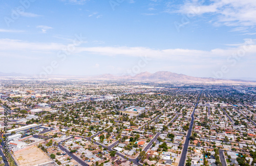 Canvas Print Las Vegas, Nevada, USA - March 13, 2017: Aerial view of Las Vegas strip casino resort towers in Southern Nevada