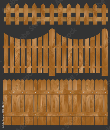 Wooden fence, vector illustration
