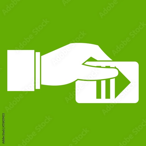 Hand with parking ticket icon green