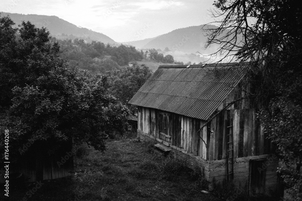 old farm house in black and white old farm house in black and white