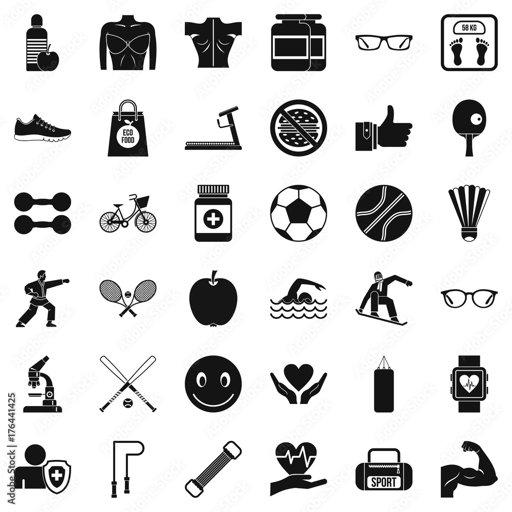 Health icons set, simple style Health icons set, simple style