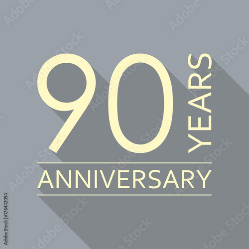 90 years anniversary emblem. Anniversary icon or label. 90 years celebration and congratulation design element. Vector illustration.