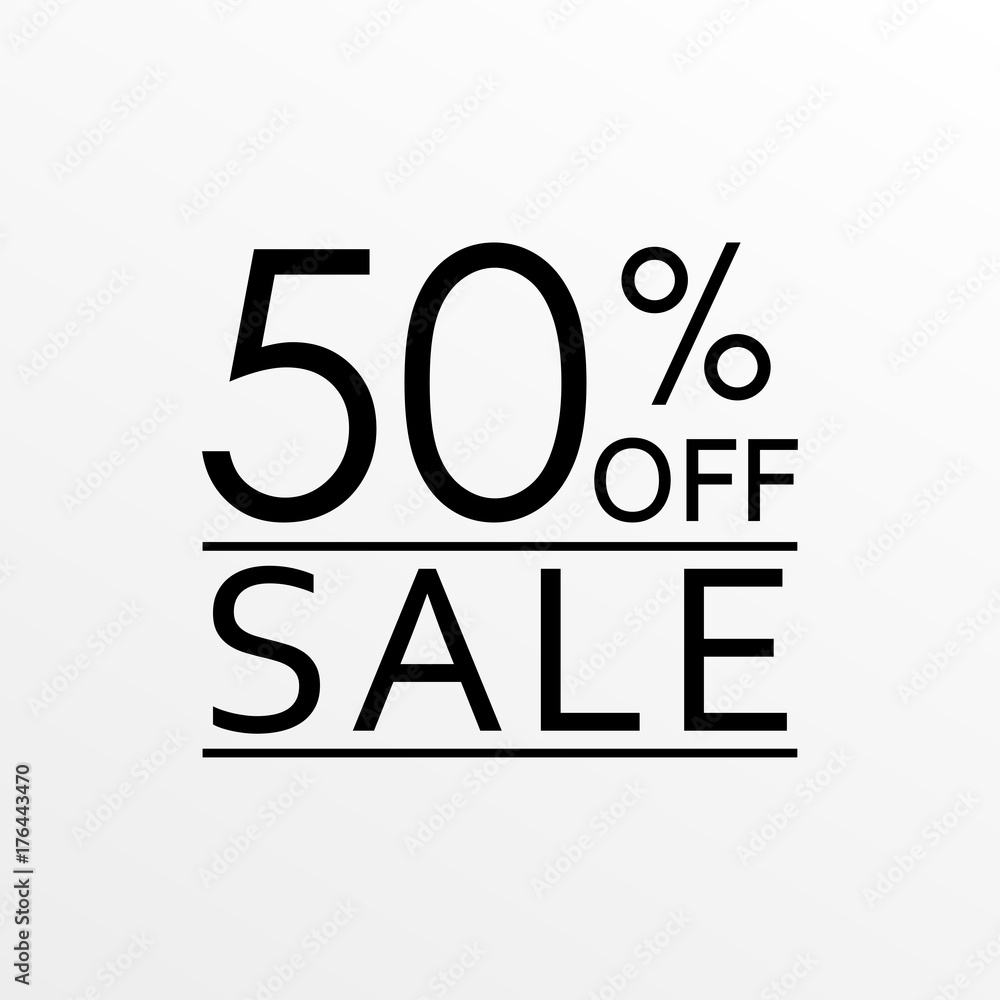 50% off. Sale and discount price icon. Sales tag design template. Vector illustration.