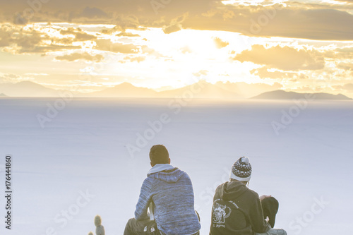 sunset in Salt flats, Bolivia