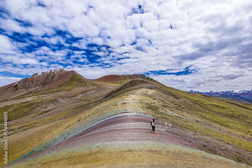 Vinicunca, rainbow mountains or seven colour mountains, Peru. photo