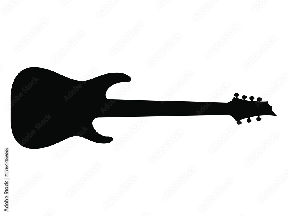 Silhouette tracées à la main d'une guitare Electrique Silhouette tracées à la main d'une guitare Electrique
