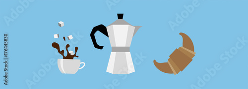 icone, colazione, mattina, moka