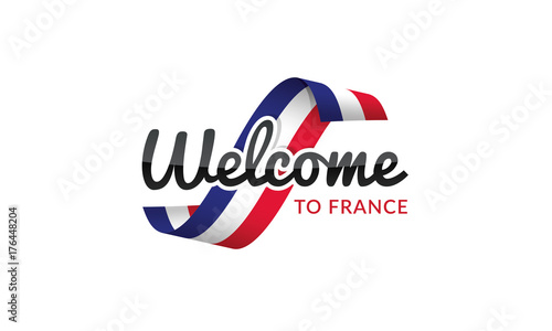 Welcome to France flag sign logo icon