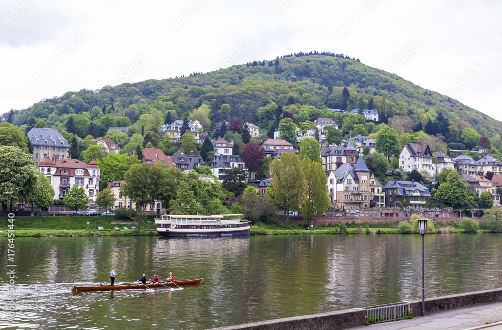 Neckar river in Heidelberg city, Germany
