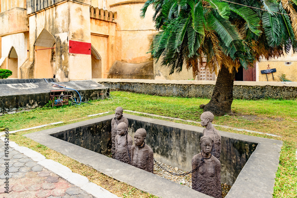 Slavery Memorial at Old Slave Market/Anglican Cathedral in Stone Town, Zanzibar, Tanzania. Stock Photo | Adobe Stock