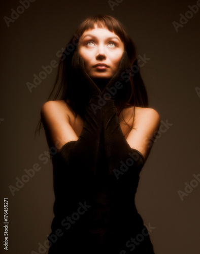 woman over black background