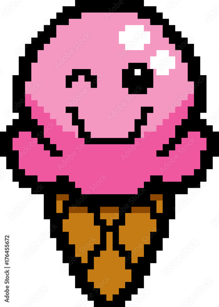 Winking 8-Bit Cartoon Ice Cream Winking 8-Bit Cartoon Ice Cream