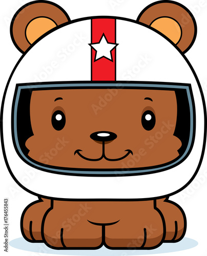 Cartoon Smiling Race Car Driver Bear