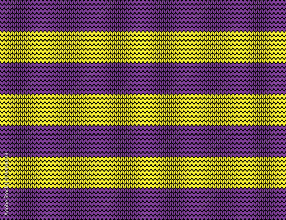 Vector knitted background with yellow and violet stripes. Vector knitted background with yellow and violet stripes.