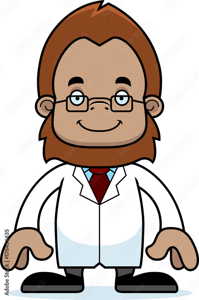 Obraz premium Cartoon Smiling Scientist Sasquatch