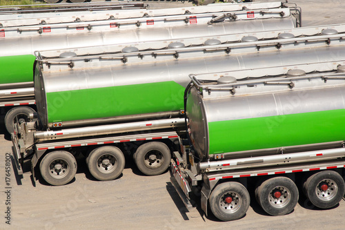 Automotive fuel tankers shipping fuel, logistics truck, oil, power.