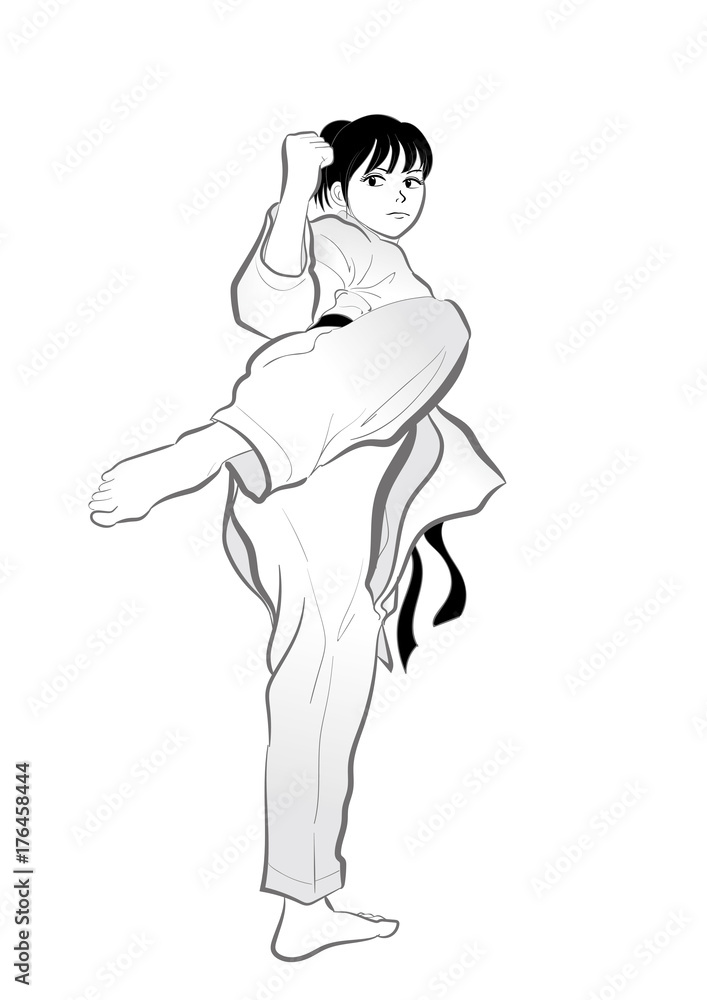 空手ポーズ・蹴り・女性
空手ポーズ・蹴り・女性