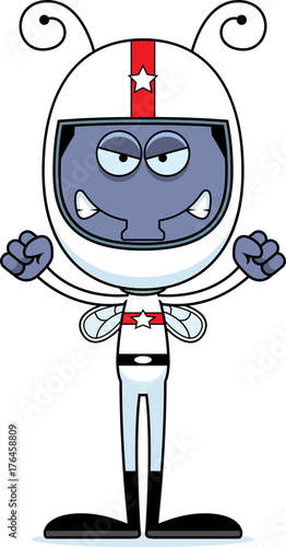 Cartoon Angry Race Car Driver Fly
