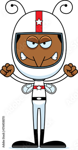 Cartoon Angry Race Car Driver Mosquito