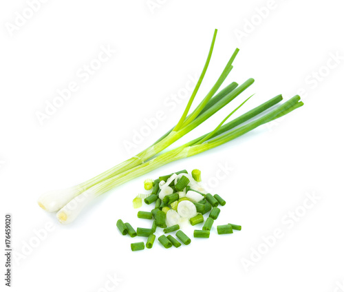 Fotografie Green onion isolated on the white background