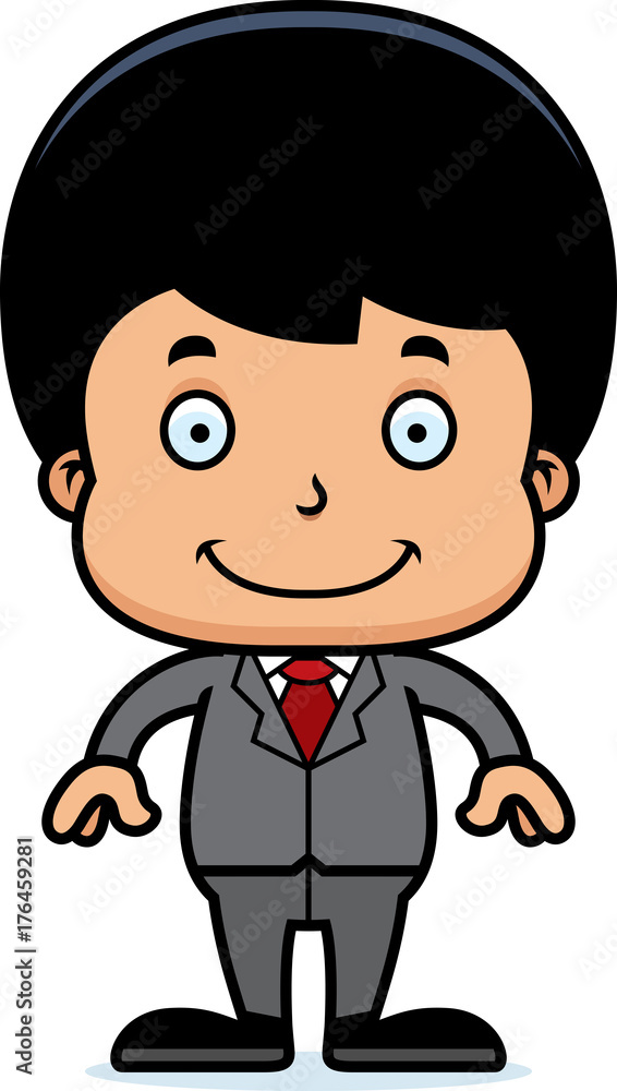 Cartoon Smiling Businessperson Boy Cartoon Smiling Businessperson Boy