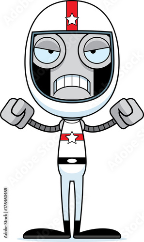 Cartoon Angry Race Car Driver Robot