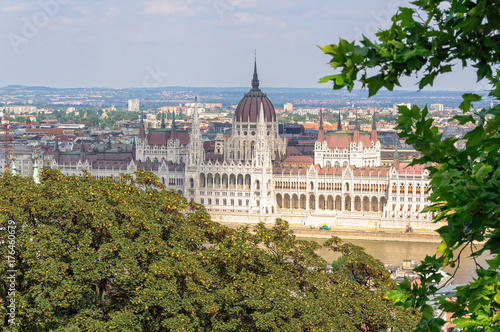 Hungarian Parliament Building photographed from the Buda Castle - Budapest, Hungary